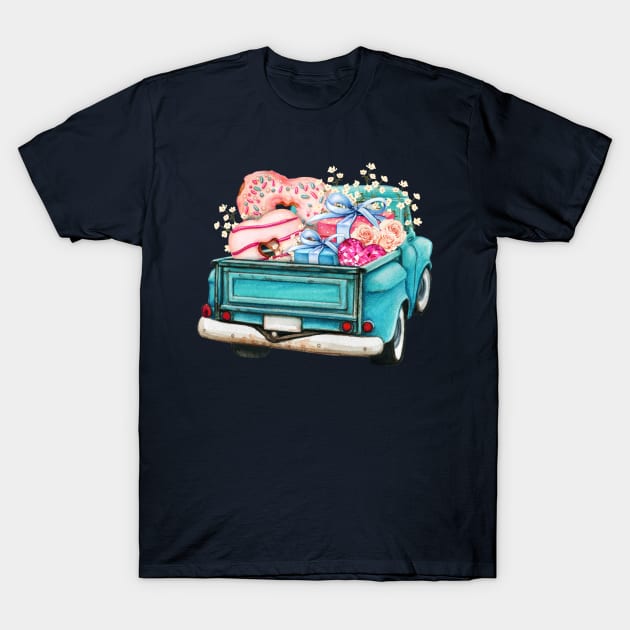 VINTAGE RETRO PICKUP TRUCK WITH CELEBRATION SWEET TREATS AND GIFTS T-Shirt by SectorG91